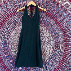Vintage 90's 2000's Twik Simons Halter Black Midi Dress Built In Bra Siz…